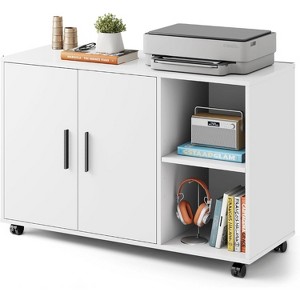 Office Storage Cabinet with Doors and Shelves, Lateral Printer Stand for Office Supplies and File Storage, Filing Cabinet for Home Office - 1 of 1