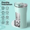 ZACHVO 12 oz Travel Coffee Mug, Insulated, Flip Lid, Stainless Steel, Spill Proof, Double Wall Vacuum, Reusable, Hot/Ice, Green - 3 of 4