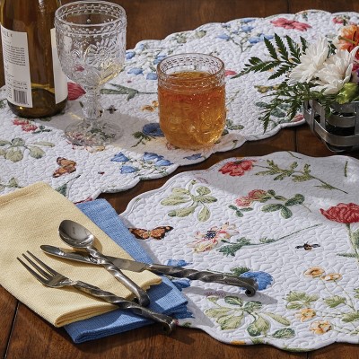 Wildflower Scalloped Cotton Table Runner 13" x 54"
