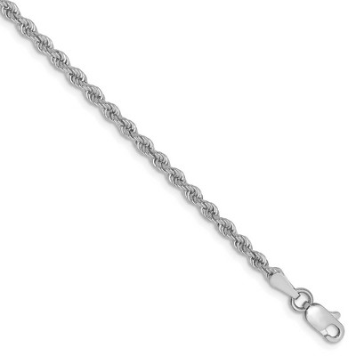Black Bow Jewelry 2.5mm, 14k White Gold, Handmade Solid Rope Chain Bracelet