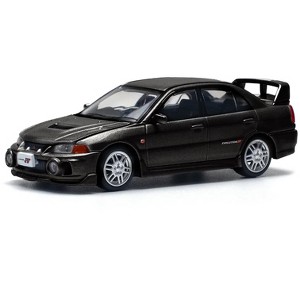 Mitsubishi Lancer Evolution IV RHD (Right Hand Drive) Pyrenees Black Pearl 1/64 Diecast Model Car by Pop Race - 1 of 4