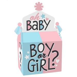 Big Dot of Happiness Baby Gender Reveal - Treat Box Party Favors - Team Boy or Girl Party Goodie Gable Boxes - Set of 12 - 1 of 4