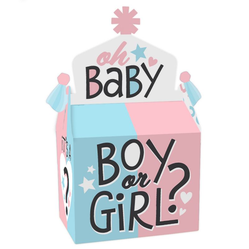 Big Dot of Happiness Baby Gender Reveal - Treat Box Party Favors - Team Boy or Girl Party Goodie Gable Boxes - Set of 12, 1 of 9