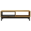 vidaXL Wooden Coffee Table FLAM | Solid Pine Wood | Oak Color Finish | Rectangular | Storage Space - 3 of 4