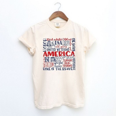 Simply Sage Market Women's American Words Colorful Short Sleeve Garment Dyed Tee