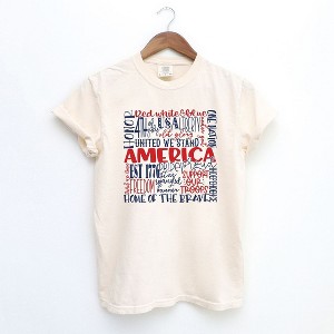 Simply Sage Market Women's American Words Colorful Short Sleeve Garment Dyed Tee - 1 of 3