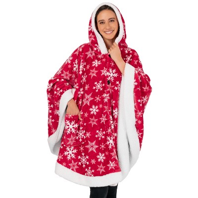 Одеяло с капюшоном Angel Wrap для взрослых женщин, пригодное для носки Уютное одеяло-накидка из флиса, накидка-накидка красного цвета