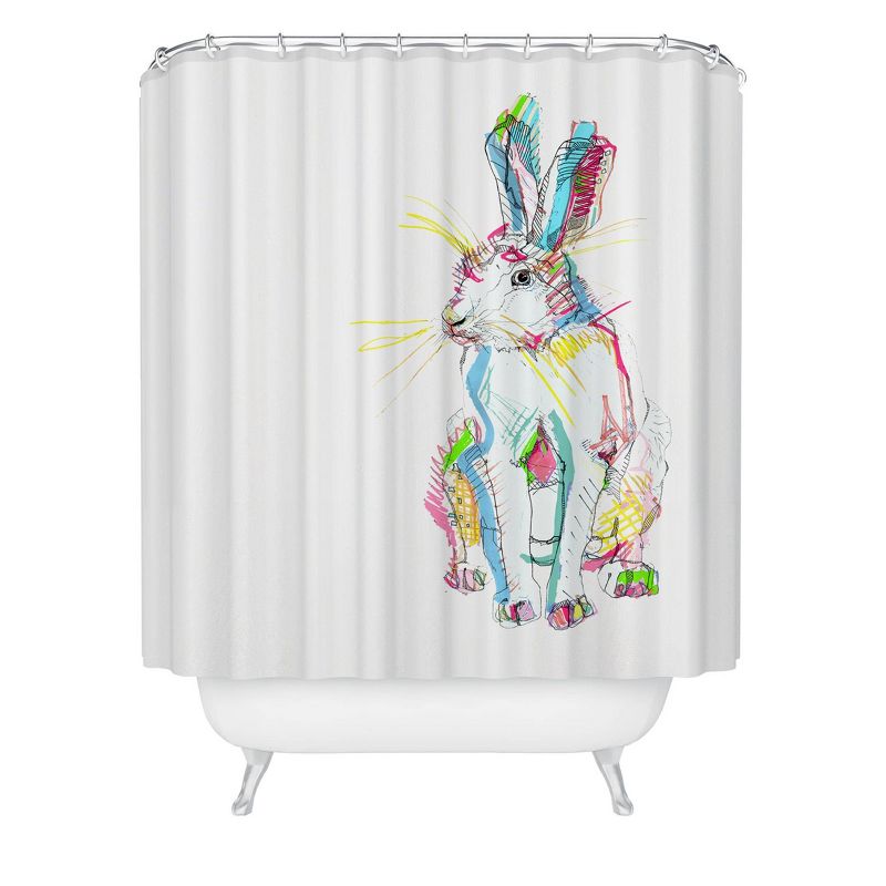 Deny Designs Casey Rogers Hare Multi Shower Curtain, 1 of 4
