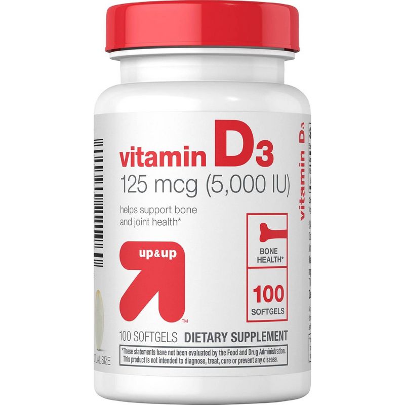 Vitamin D3 125 mcg (5000 IU) Softgels - up & up™, 1 of 8