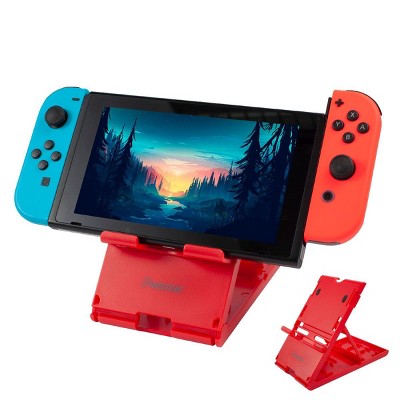Insten Play Stand For Nintendo Switch / Lite / OLED Model Console, Multi Angle Adjustable Foldable Playstand Holder, 7 Game Card Storage, Red