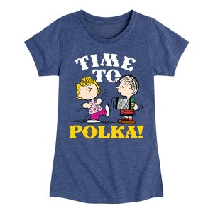Girls' - Peanuts - Time To Polka Fitted Short Sleeve Graphic T-Shirt - 1 of 4