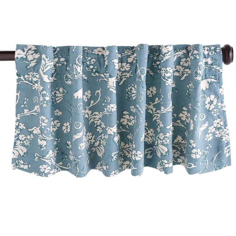 Floral Damask Rod-Pocket Homespun Insulated Curtain Valance, 42"W x 14"L, 2 of 3