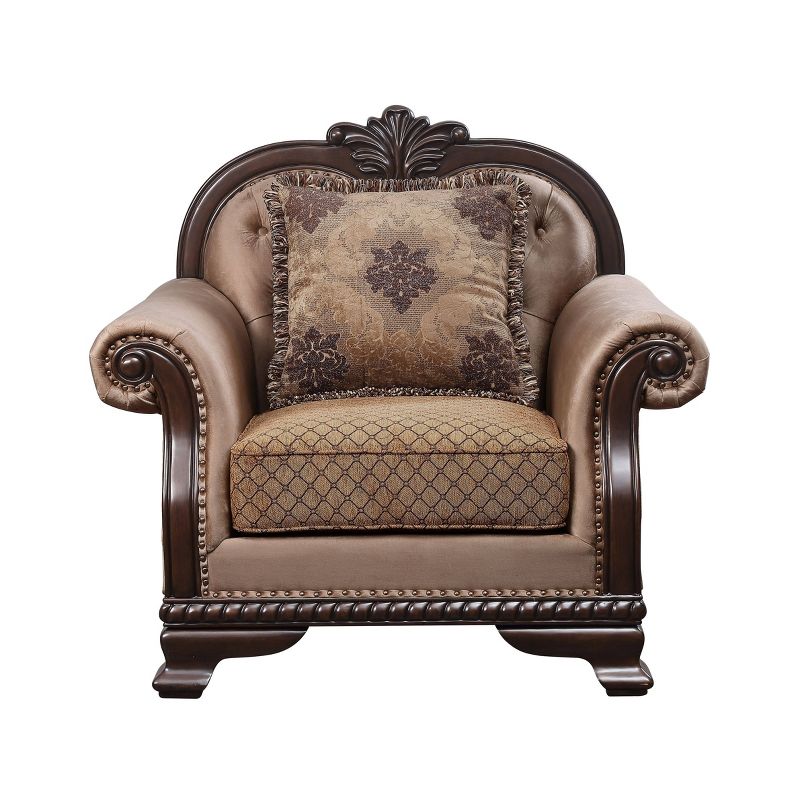 44&#34; Chateau De Ville Chair with Pillow Fabric/Espresso Finish - Acme Furniture, 2 of 3