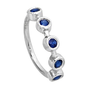 Jewelry Avalanche 14K Gold 5-stone Bezel set Blue Sapphire Nose Hoop, 8mm, 20G Nose Ring - 1 of 4