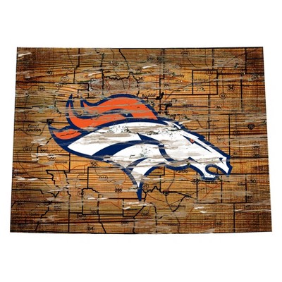 NFL Denver Broncos 12" State Map Wood Sign