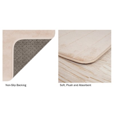Beige Memory Foam Non-Slip Bathroom Rug Set