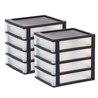 Iris 4 Drawer Storage Cart With Organizer Top Black : Target