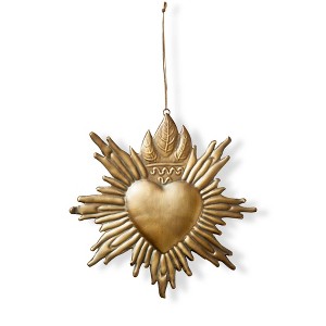 TAG Sacred Heart Hanging Decor - Antique Brass Gold Iron Sculpture for Christmas Holiday Decor, 11.4" L x 11" H - 1 of 2