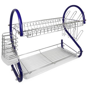 Better Chef 16-Inch 2-Tier Chrome Plated Dishrack in Blue - 1 of 4
