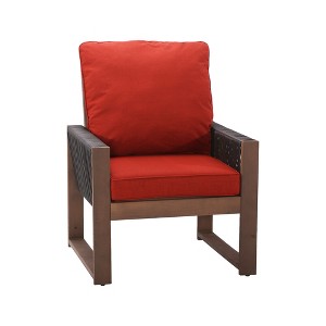 YARDSIGHT  Elegant Outdoor Wooden Chair with Cozy Soft Cushions for Garden Relaxation - 1 of 4