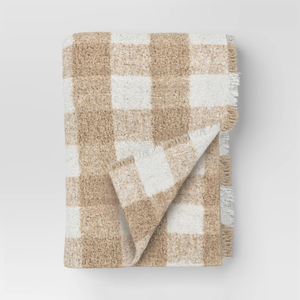 Cozy Woven Check Throw Blanket Neutral - Room Essentials™