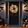 Wreaths for Front Door, 22 Inch Prelit Fall Maple Leaves Wreath with 20 LED Lights , Light Up Halloween Decorations for Wall Window Porch Indoor - 2 of 4