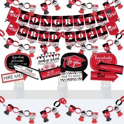 Big Dot of Happiness Red Grad - Best is Yet to Come - Banner and Photo Booth Decorations - 2021 Red Graduation Party Supplies Kit - Doterrific Bundle