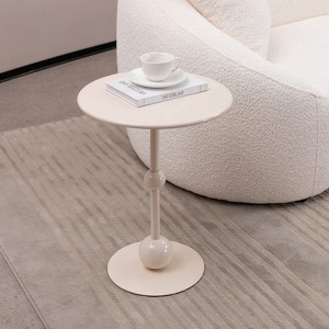 FONTOI Vintage Metal End Table, Round Side Table for Sofa Bedside, Accent Table for Small Space Living Room Bedroom, White, 15.7"*20.8"*15.7" - 1 of 4