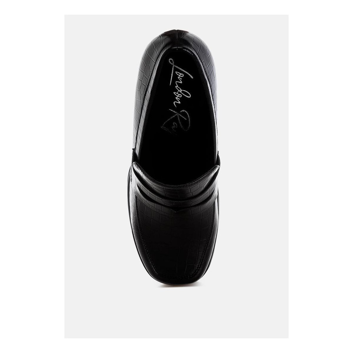 Женские туфли London Rag Womens Edwina Chunky Penny Strap Heeled Loafers 10 — фото 4
