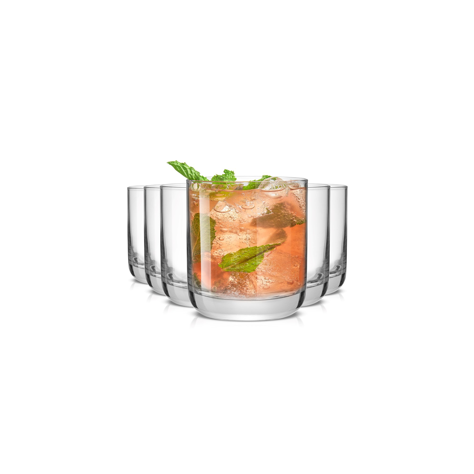 JoyJolt Faye Double Old Fashioned Short Drinking Glasses - 10 oz - Set of 6