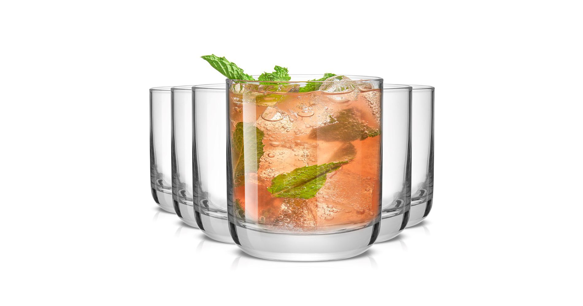 JoyJolt Faye Lead-Free Crystal Drinking Glasses - Set of 6 Glass Tumbler with Heavy Base 10 oz.