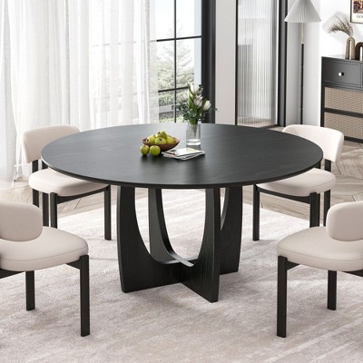 SpassWay 30"H Modern Wood Dining Table Conference Table Kitchen Table Gaming Table with Double Pedestal Black/Walnut/Natural Wood