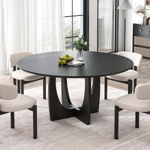 SpassWay 30"H Modern Wood Dining Table Conference Table Kitchen Table Gaming Table with Double Pedestal Black/Walnut/Natural Wood - 1 of 4