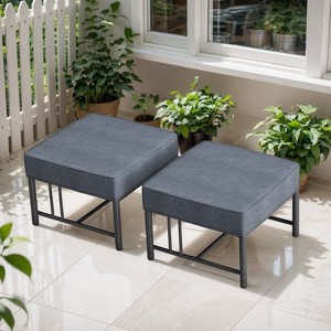 Belord Outdoor Metal Ottoman with 5 inch Cushion, Heavy-Duty Metal Frame with Removable 5" Thick Cushion, MagTek Secure Fastening System - 1 of 4
