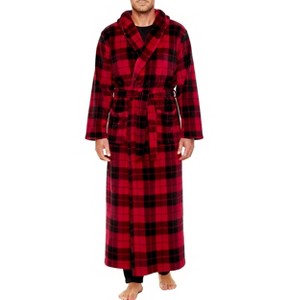 ADR Men's Robe, Plush Fleece Hooded Bathrobe Man, Long Warm Cozy Bath Robe Man - 1 of 4