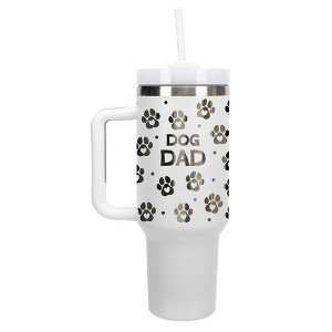 Elanze Designs Dog Dad Puppy Pawprints Hearts 40 oz. Stainless Steel, Large Water Bottle Coffee Mug, Spill & Leak Resistant, Thermal Travel Tumbler - 1 of 1