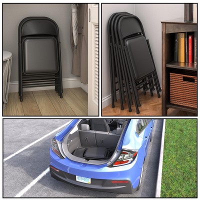 Black Vinyl Armless Folding Chair with Metal Frame, 4-Pack