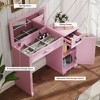 Fredees Vanity Desk: Flip Top Mirror, Drawers, Storage Cabinet, Bedroom Makeup Table, Wood Home Office Desk - 4 of 4