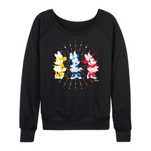 Women's - Disney - Mickey & Friends Lightweight French Terry Wide Neck Long Sleeve Shirt - 1 of 4