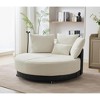 52.75'' Polyester Oversized Round Swivel Chair with Adjustable Phone Stand, Throw Pillows and Rotating Pulley - 3 of 4