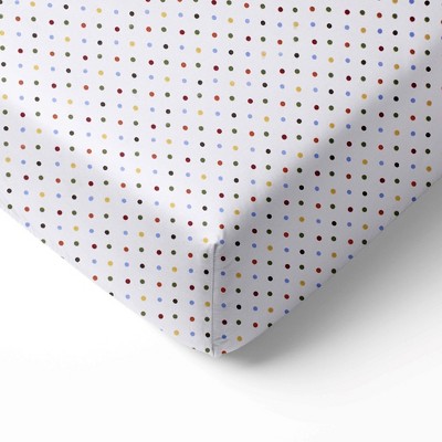 Bacati - Multicolor Pin Dots 100 percent Cotton Universal Baby US Standard Crib or Toddler Bed Fitted Sheet