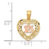 Black Bow Jewelry 14k Two Tone Gold Diamond Cut 15 Heart Pendant, 14mm - 4 of 4