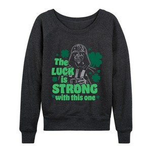 Women's - Star Wars -  Lightweight French Terry Wide Neck Long Sleeve Graphic Shirt - 1 of 4
