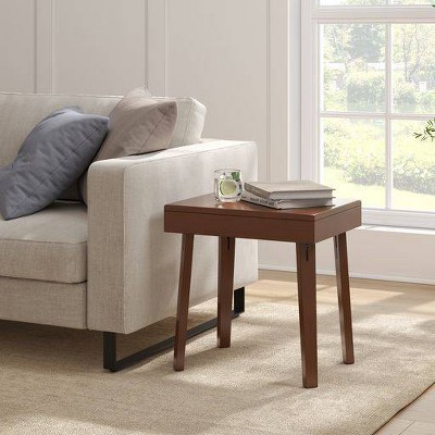 Brown Hardwood Folding Occasional Table with 4-Point Legs