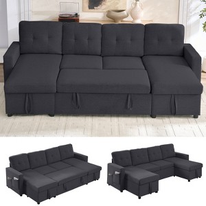 Mjkone W98" 4-Seater Modular Sleeper Sofa Bed with Storage Chaise,U-shaped Sofa with Pull-out Bed - 1 of 4