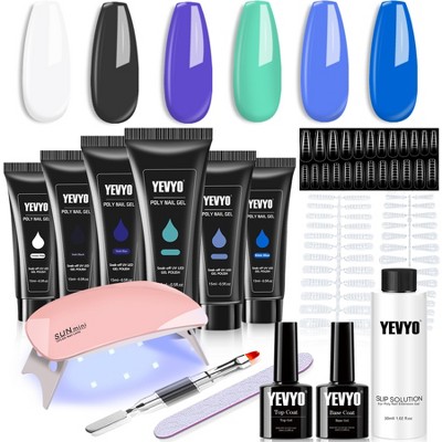 YEVYO 6 PCS Polygel Nail Kit With UV Nail Lamp, Slip Solution, Top Base Coat, Builder Nails Art Tools for Beginners