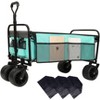 440lbs Collapsible Foldable Wagon Cart with strapping system ,Beach Wagon Utility Cart Utility Wagon Grocery Cart, Blue - 3 of 4