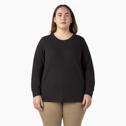 Dickies Women's Plus Long Sleeve Thermal Shirt, Black (kbk), 3ps