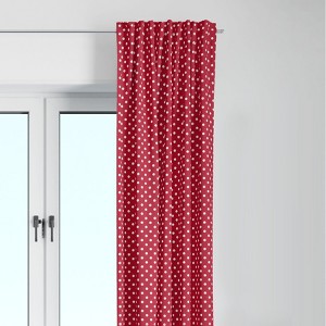 Bacati - Pin Dots Red Cotton Printed Single Window Curtain Panel - 1 of 4