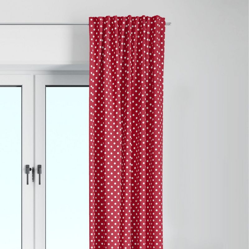 Bacati - Pin Dots Red Cotton Printed Single Window Curtain Panel, 1 of 5